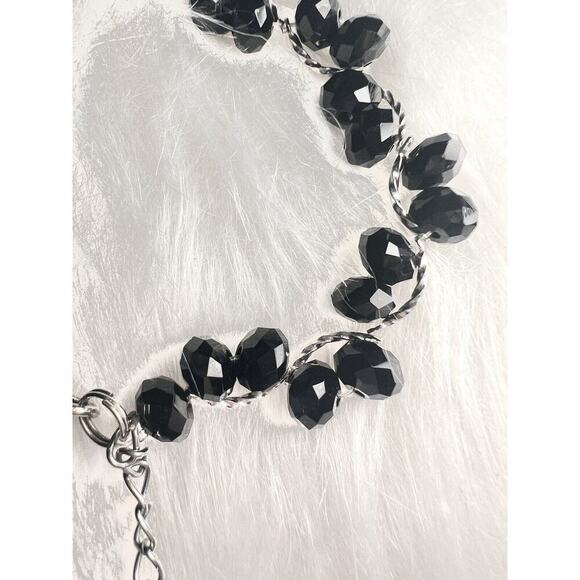 -BRACELET Beautiful VTG Silver With Black Gems Curly Spine Bracelet - Picture 4 of 10